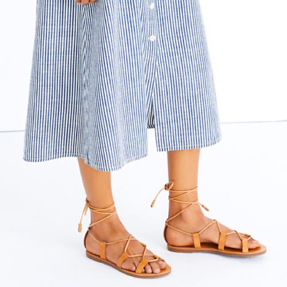 Madewell Lace Up Sandals Brown Leather